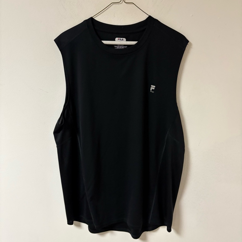 Fila Men's Black Sleeveless Muscle Shirt Polyester Blend XL - Picture 1 of 8